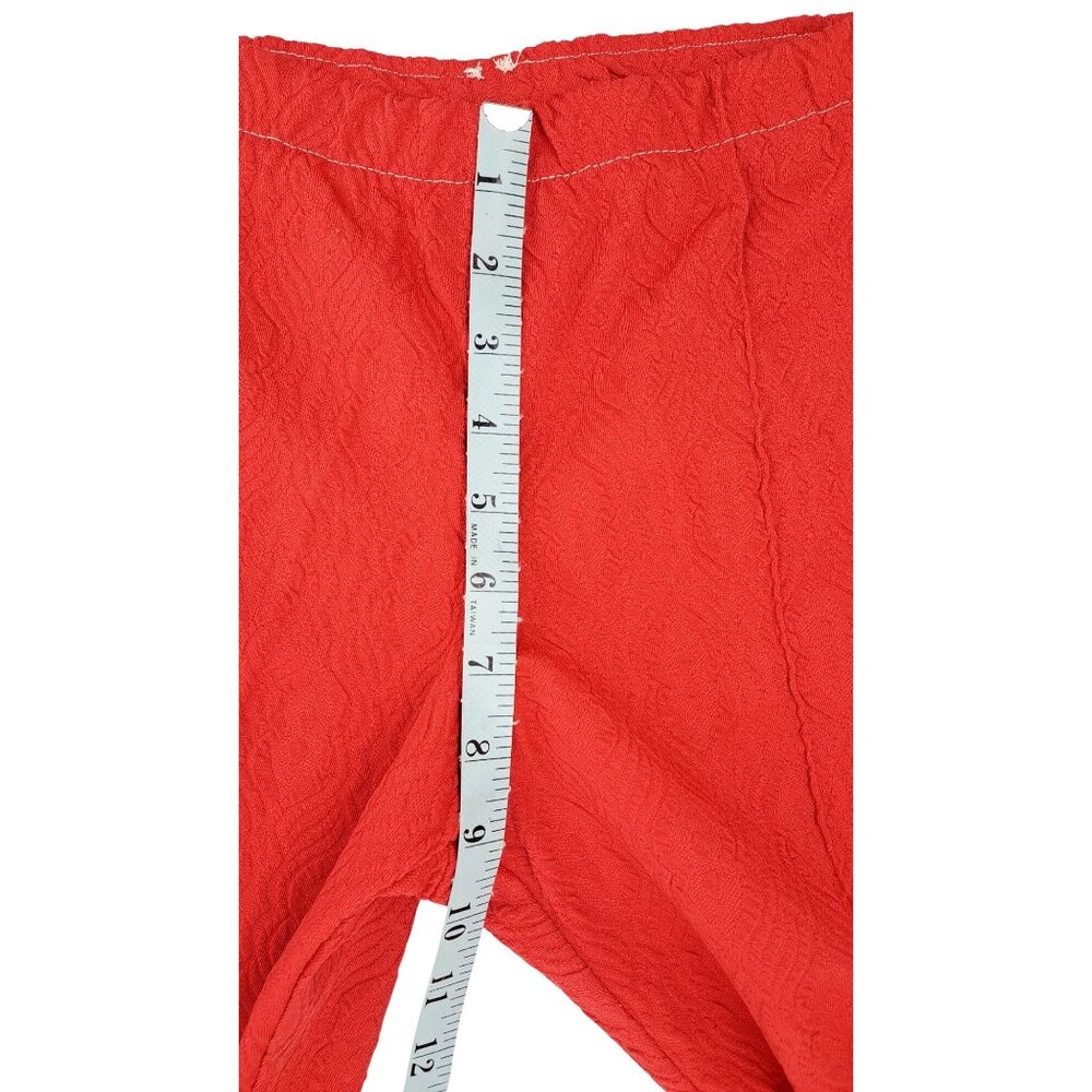 Vintage Handmade Polyester Pants Textured Stitched Crease Disco Red Women Size 4 - Picture 6 of 8